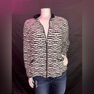 ✨ Chico’s Wave Print Knit Zip Jacket | Size 1 | 🧥